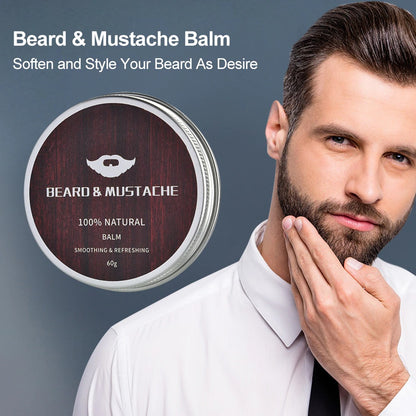 Beard Growth Kit | Oil Enhancer Nourishing Balm Hair Conditioner set with Comb Roller Facial Care Men