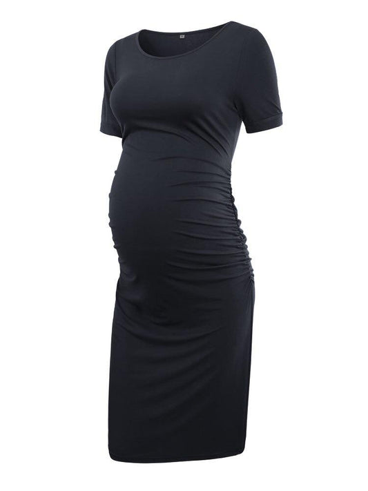 Women's Side RuchedBlack  Maternity Dress