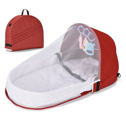 Portable Baby Travel Cot with Mosquito Net Pop Up Travel Cot with Bassinet Multi-function Baby Bed Crib