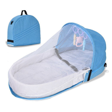 Portable Baby Travel Cot with Mosquito Net Pop Up Travel Cot with Bassinet Multi-function Baby Bed Crib