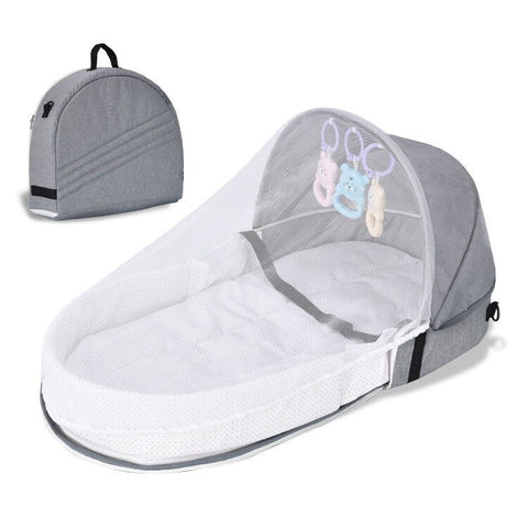 Portable Baby Travel Cot with Mosquito Net Pop Up Travel Cot with Bassinet Multi-function Baby Bed Crib