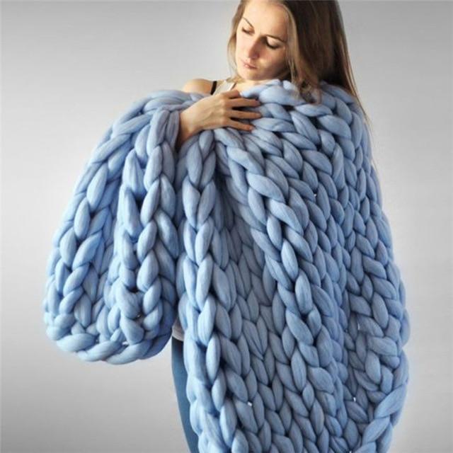 Handmade Chunky Knit Blanket Comfy & Warm -  80 x100 cm