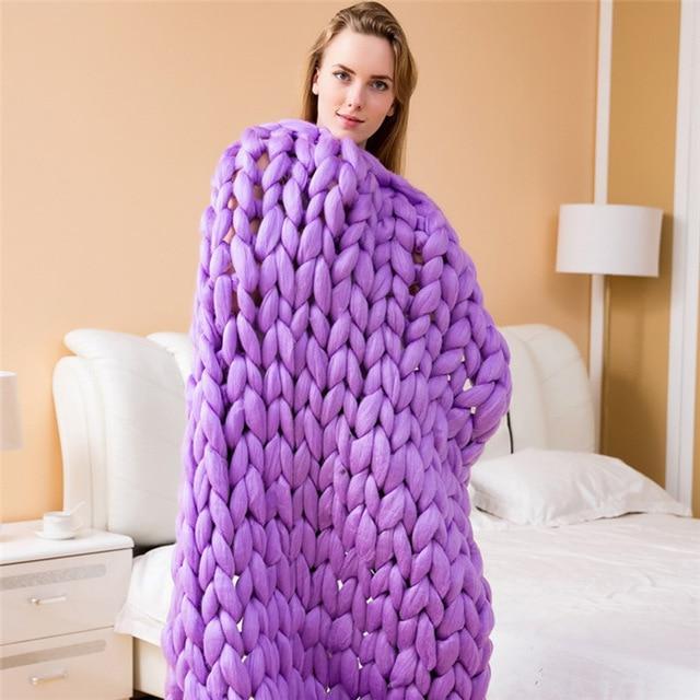 Handmade Chunky Knit Blanket Comfy & Warm -  80 x100 cm