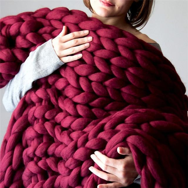 Handmade Chunky Knit Blanket Comfy & Warm -  80 x100 cm