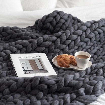 Handmade Chunky Knit Blanket Comfy & Warm -  80 x100 cm