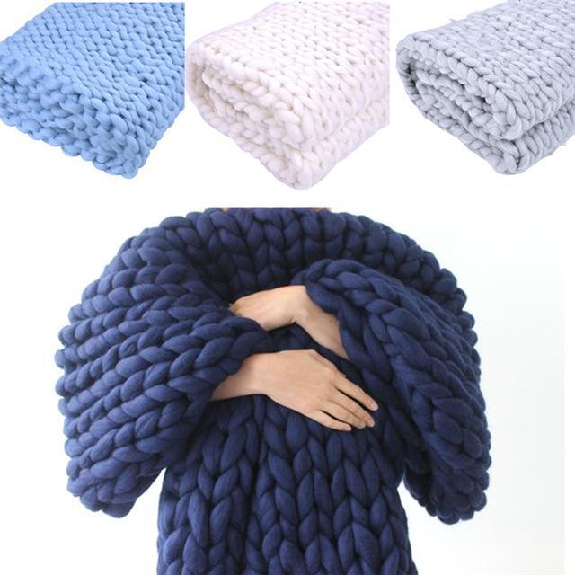 Handmade Chunky Knit Blanket Comfy & Warm -  80 x100 cm