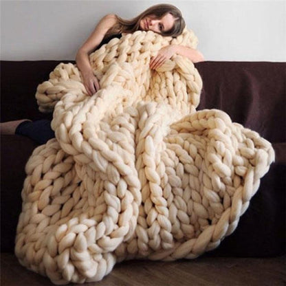 Handmade Chunky Knit Blanket Comfy & Warm -  80 x100 cm