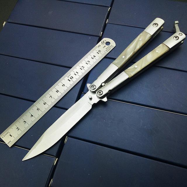 Butterfly in Knife Stainless Steel Blade NO Sharp Metal Handle with Wooden Acrylic 3 Styles High Quality For CS go Free Shipping - Balma Home