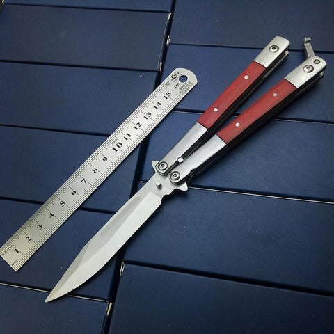 Butterfly in Knife Stainless Steel Blade NO Sharp Metal Handle with Wooden Acrylic 3 Styles High Quality For CS go Free Shipping - Balma Home