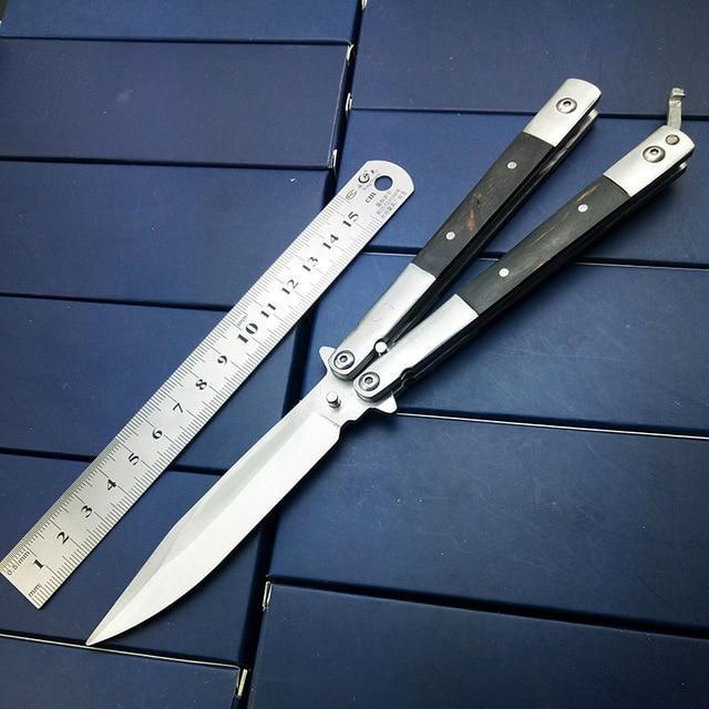 Butterfly in Knife Stainless Steel Blade NO Sharp Metal Handle with Wooden Acrylic 3 Styles High Quality For CS go Free Shipping - Balma Home