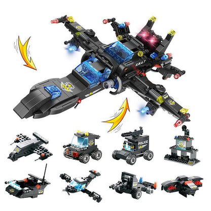 8 IN 1 Robot Aircraft Car City Police SWAT Building Block - Balma Home