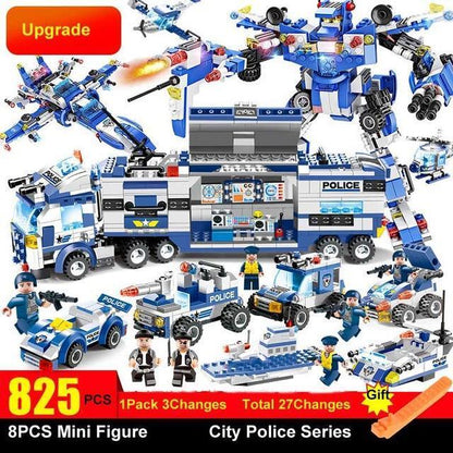 8 IN 1 Robot Aircraft Car City Police SWAT Building Block - Balma Home