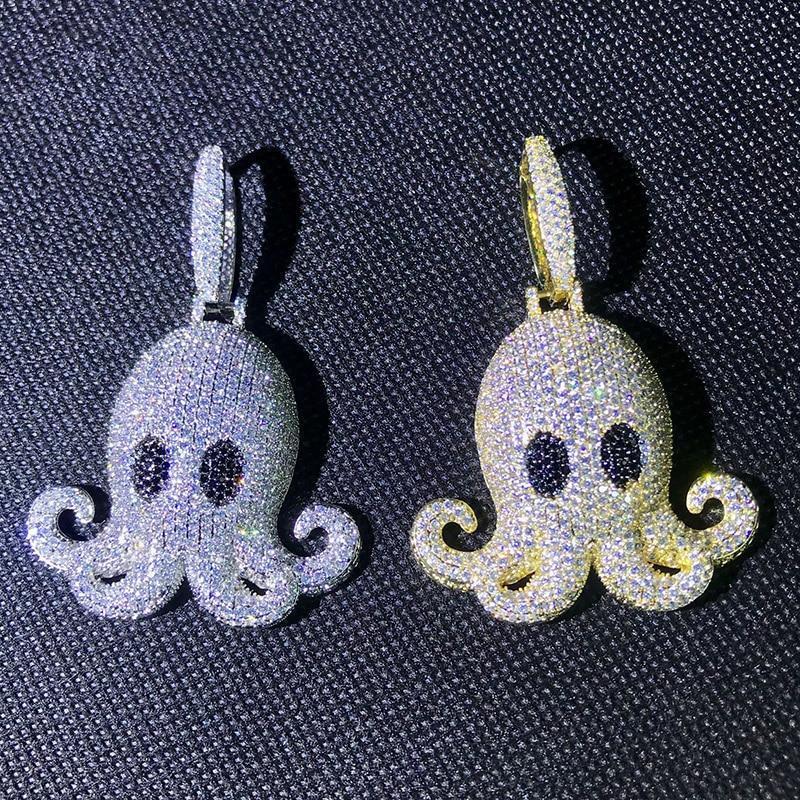 Octopus Pendant Chain Micro Pave Zircon Animal Iced Out Necklace