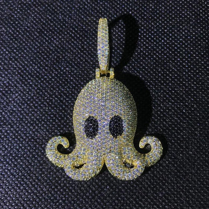 Octopus Pendant Chain Micro Pave Zircon Animal Iced Out Necklace