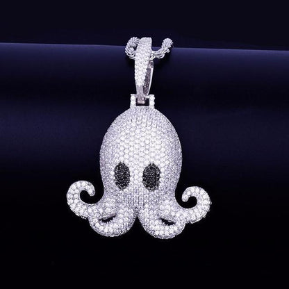 Octopus Pendant Chain Micro Pave Zircon Animal Iced Out Necklace