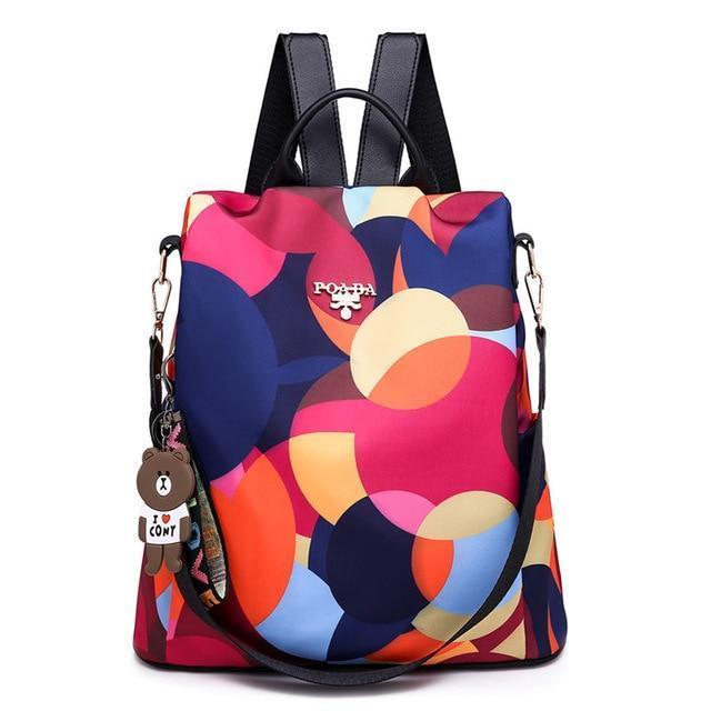 Colorful Print Nylon Oxford Anti Theft Travel Backpack Purse Handbag - 2 patterns - Balma Home