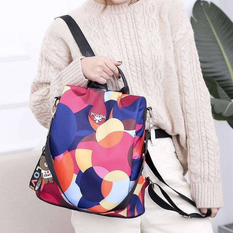 Colorful Print Nylon Oxford Anti Theft Travel Backpack Purse Handbag - 2 patterns - Balma Home