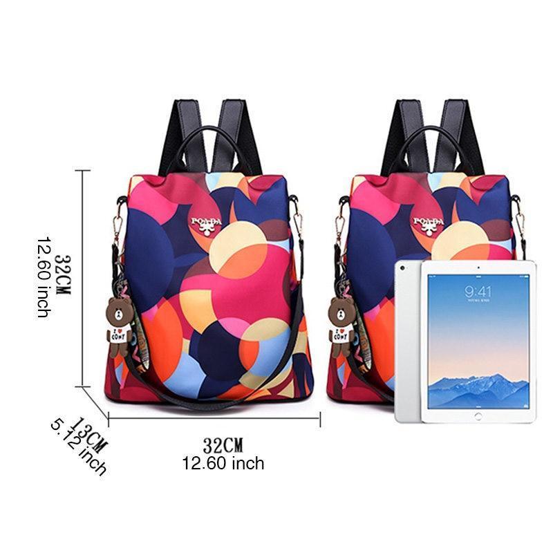 Colorful Print Nylon Oxford Anti Theft Travel Backpack Purse Handbag - 2 patterns - Balma Home