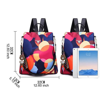 Colorful Print Nylon Oxford Anti Theft Travel Backpack Purse Handbag - 2 patterns - Balma Home