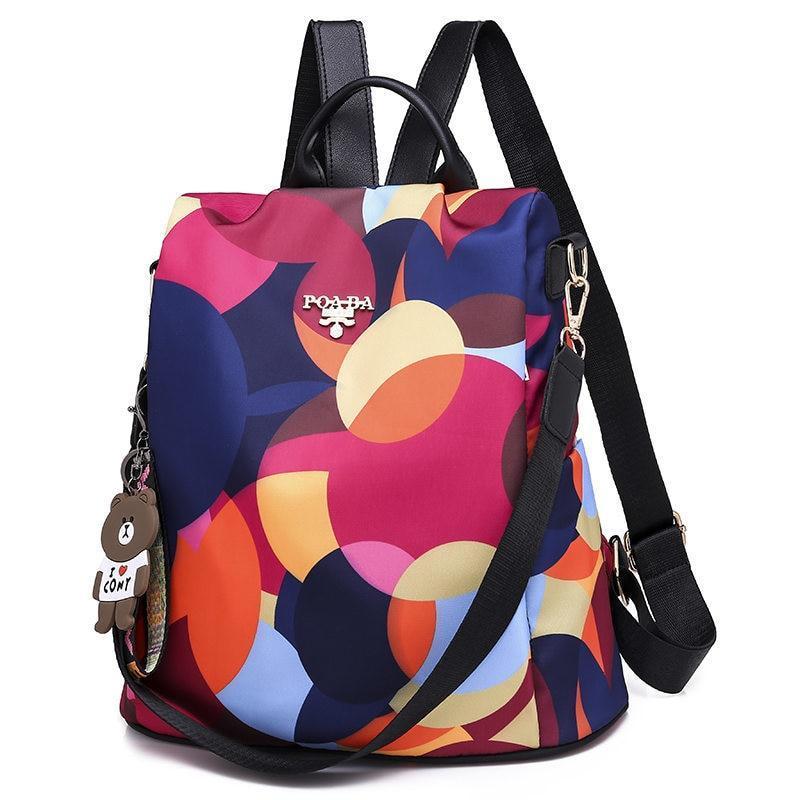 Colorful Print Nylon Oxford Anti Theft Travel Backpack Purse Handbag - 2 patterns - Balma Home