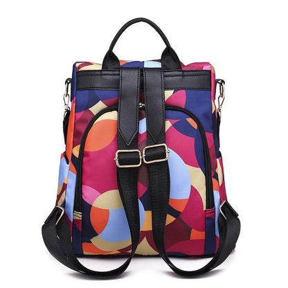 Colorful Print Nylon Oxford Anti Theft Travel Backpack Purse Handbag - 2 patterns - Balma Home