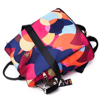 Colorful Print Nylon Oxford Anti Theft Travel Backpack Purse Handbag - 2 patterns - Balma Home