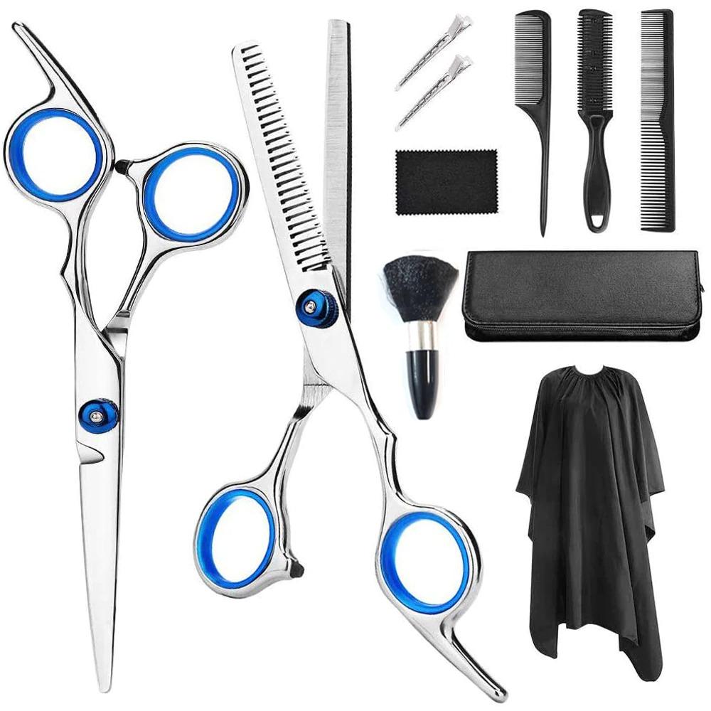 Haircut Set Barber Hair Cutting Scissors Self Haircut Kit with Cape & Storage Case