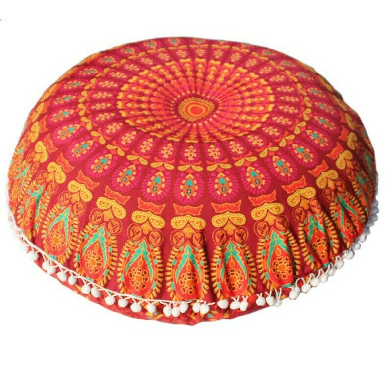 Indian Mandala Case Round Meditation Cushion