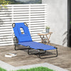 Image of Portable Folding Sun Lounger Cushioned Recliner Outdoor Seat Bed Reclining Reading Sun Lounger