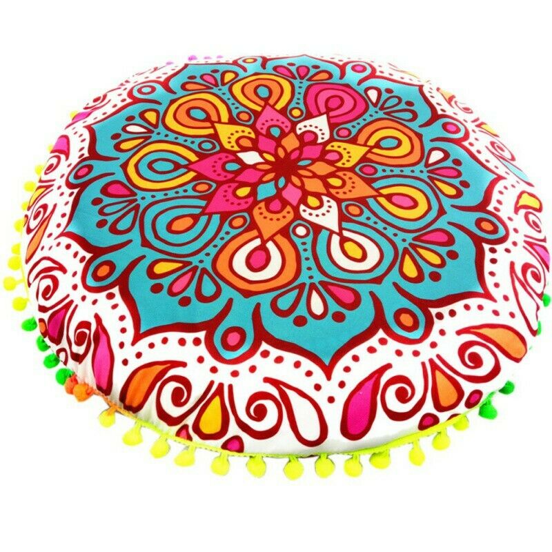 Indian Mandala Case Round Meditation Cushion