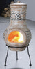 Image of Portable Clay Outdoor Chimenea Fire Pit Portable Woodburner Fireplace for Garden