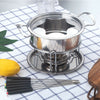 Image of Stainless Steel Fondue Set Fondue Pot 6 Forks with Fuel Burner