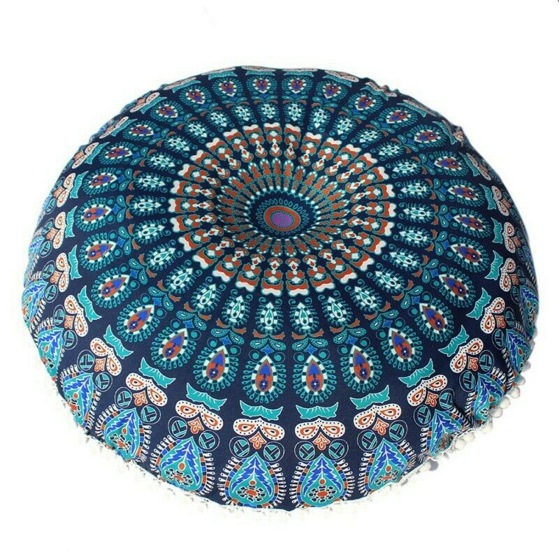 Indian Mandala Case Round Meditation Cushion