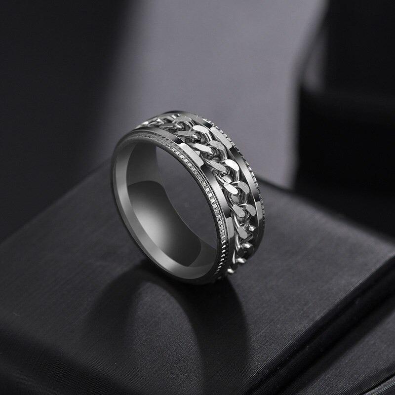 Men's Multiple Black Diamonds Gold Plated Titanium Wedding Ring