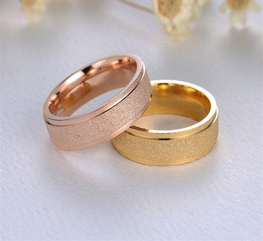 Rose Gold Tungsten Wedding Band, Brushed and Polished Comfort Fit