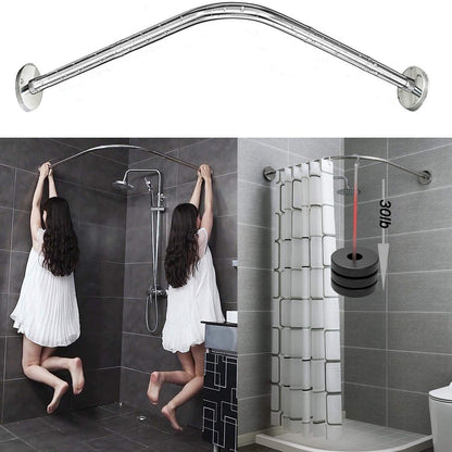 U-Shaped Retractable Curved Shower Rail Stainless Steel Rail Rod