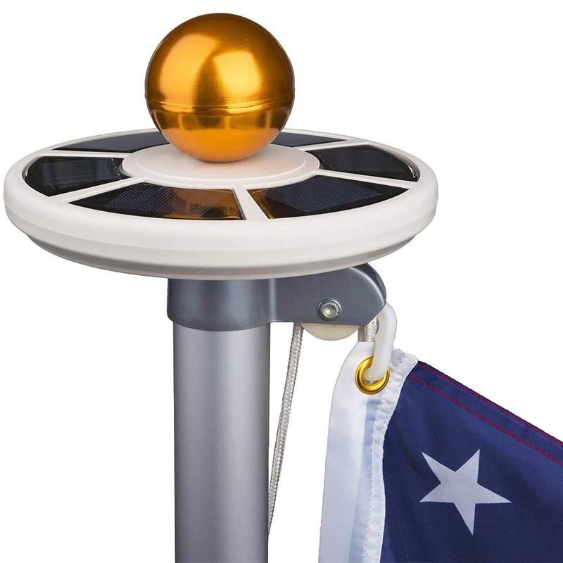 Solar US Flag Flagpole Light All Night Long Last