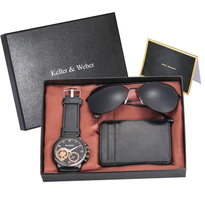 Luxury Gift Sets for Men Watch Wallet and Glasses