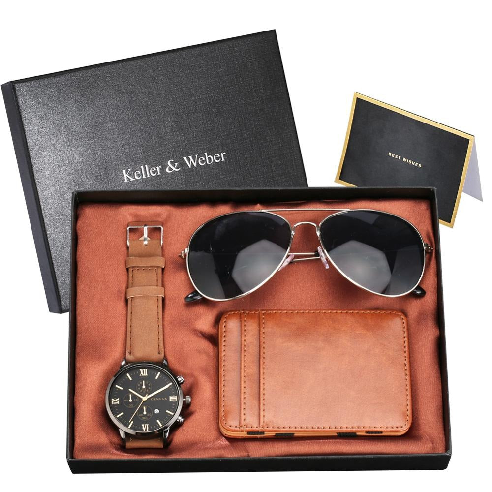 Luxury Gift Sets for Men Watch Wallet and Glasses