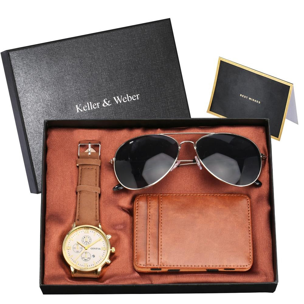 Luxury Gift Sets for Men Watch Wallet and Glasses