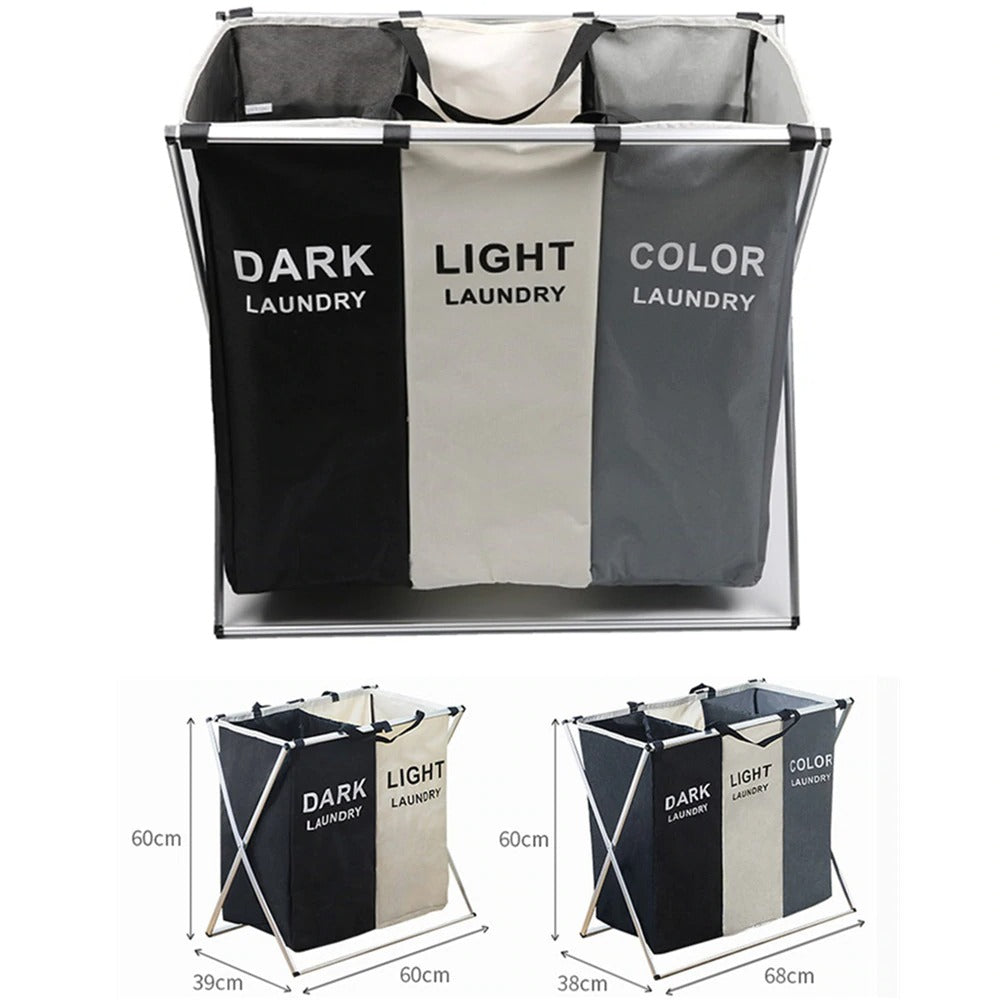 Collapsible 2/3 Section Laundry Basket